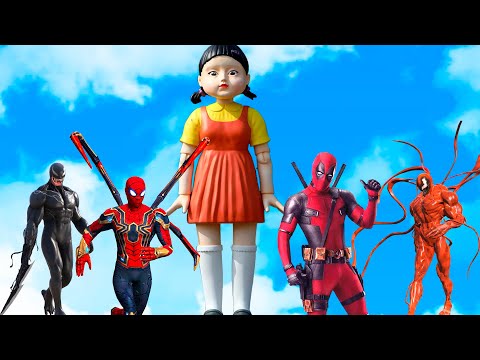 Squid Game vs Deadpool & Spider-man, Venom, Carnage - Spider-man play Squid Game | Gta V mod Squid