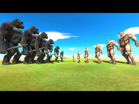 Growing KingKong VS Growing Armored Titan | Animal Revolt Battle Simulator
