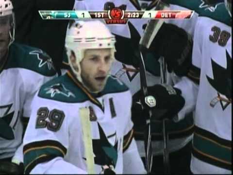 Niklas Kronwall levels Ryane Clowe