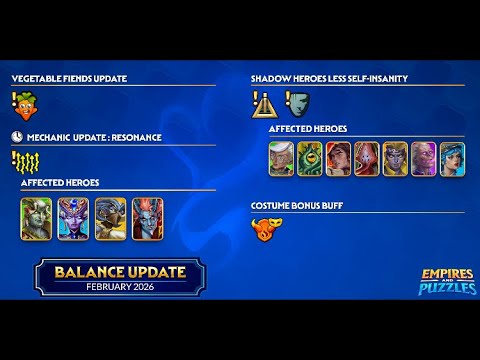 Empires Puzzles : Balance Update February 2026 and New dragon rotation