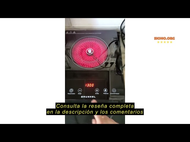 Vídeo relacionado con Placa de cocción por Infrarrojos de GRUNKEL IFR-2000 y 2000W, 8 Niveles, 29x37cm, Control Táctil, Temporizador. Ventilador automático enfriamiento tras uso. Superficie de cristal.