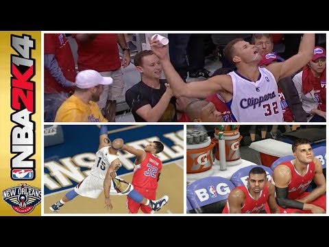 NBA 2K14 My Career Mode PS4 Playoffs QFG2 - Blake Griffin Throws Water On A Fan! | iPodKingCarter