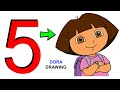 How To Draw Dora The Explorer Drawing From Number 5 Dora The Explorer Drawing Shape Toon Art