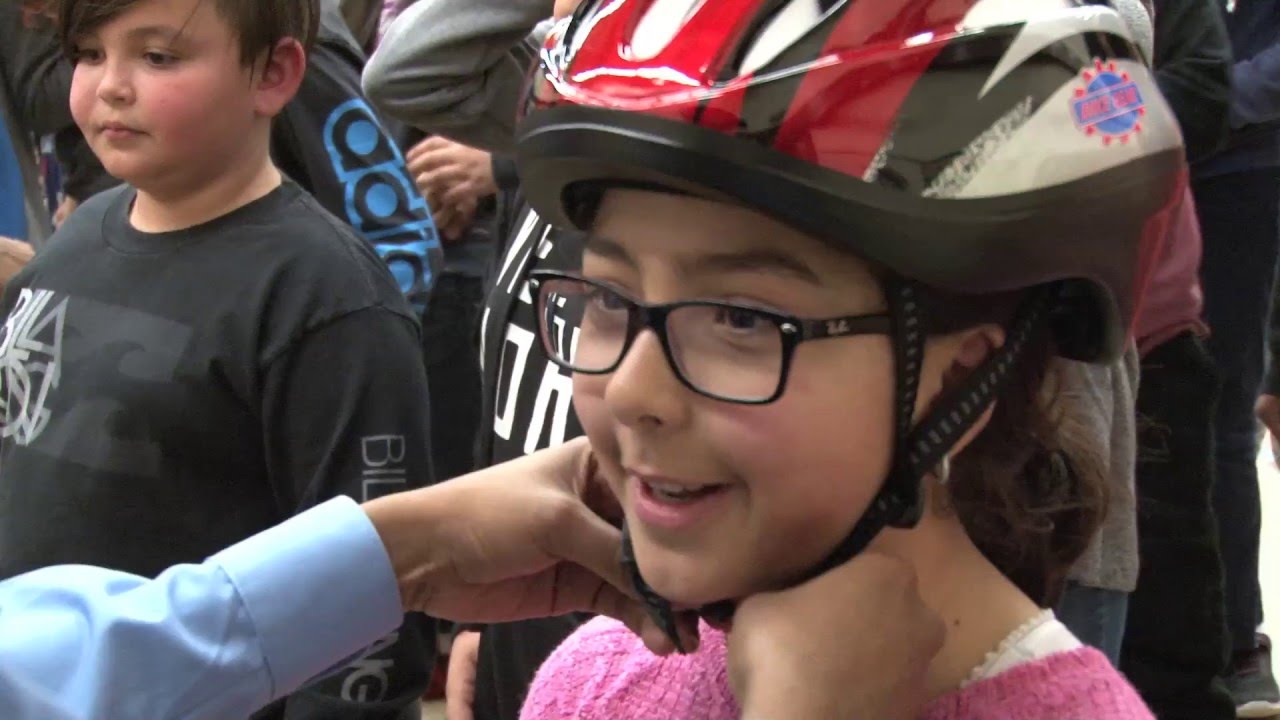 Bike Helmet Giveaway at St.Matthews School