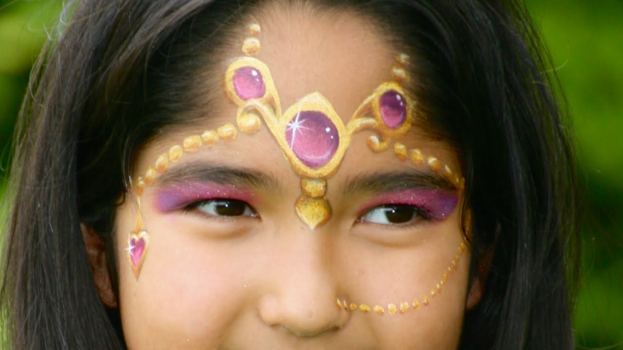 Oriental princess face painting tutorial - Arabian princess makeup