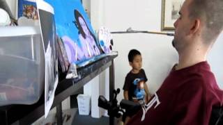 Paralyzed artist Benny DIAR paints a portrait of Amandita Garcia by mouth