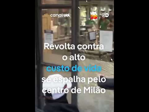 Protesto contra a alta do custo de vida acaba em confrontos e incêndio e na Itália