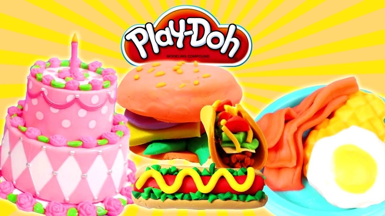 Cooking Play-Doh food. Play Doh cake & Play Doh breakfast.