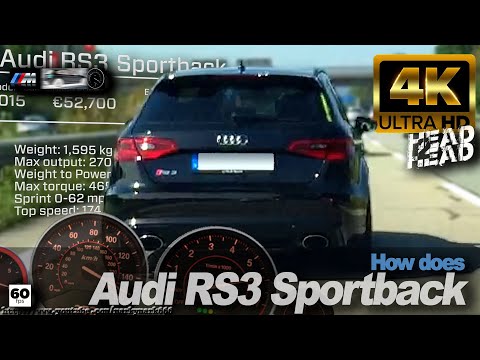 Autobahn duel Audi RS3 vs BMW M135i +130-210 Autobahn DriveAnalyser RaceRender Youtube [4k]