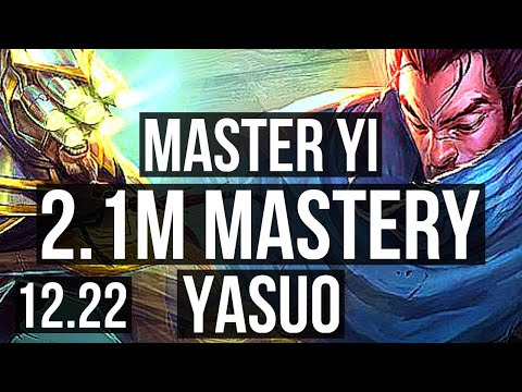 MASTER YI vs YASUO (MID) | 2.1M mastery, 6 solo kills, 900+ games, 15/2/0 | KR Master | 12.22