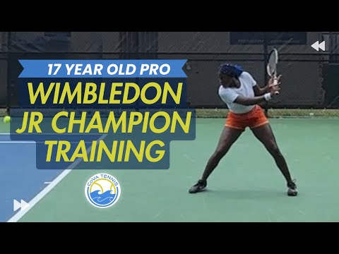 America’s Next Young Tennis Star?! 17 Year Old Clervie Ngounoue Court Level Practice