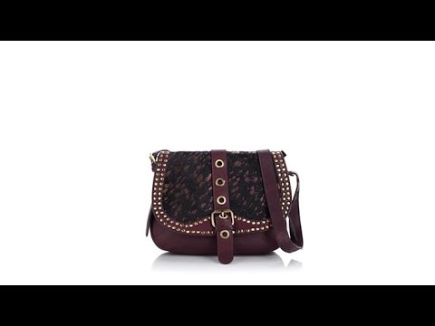 Sharif Leather and Haircalf Studded Saddle Bag
