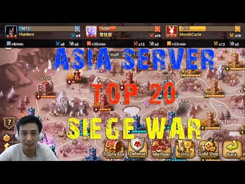 Summoners War Siege Battle Top 20 Asia Server VS Chinese Nick VS MonteCarlo