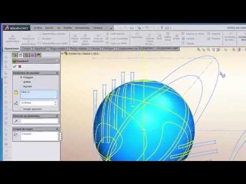 Esfera azul decorada comando envolver solidworks
