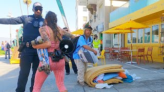Venice Beach Homeless Clean Up with Daisy the Venice Healer - Upset Guy confronts Daisy