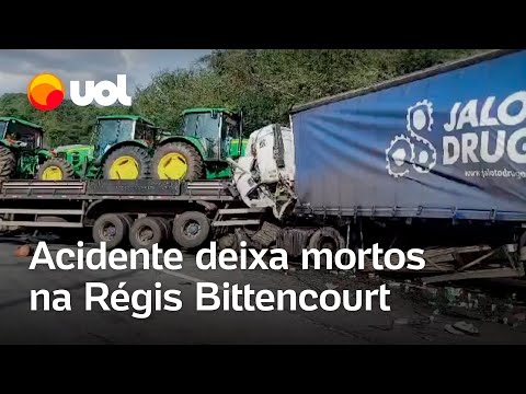 Acidente envolvendo duas carretas e carro deixa mortos na Régis Bittencourt, em São Paulo; veja