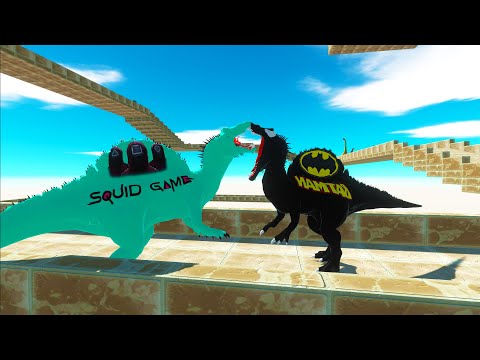 SPINOSAURUS SQUID GAME vs DARK T-REX DEATH RUN vs KING T-REX - Animal Revolt Battle Simulator