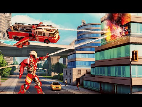 Flying Firefighter Truck Transform Robot Games | Android Gameplay #1