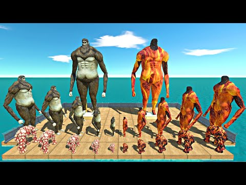 Hell Titan War | Beast Titan + Lava Golem vs Hell Titan + Hell Golem -Animal Revolt Battle Simulator