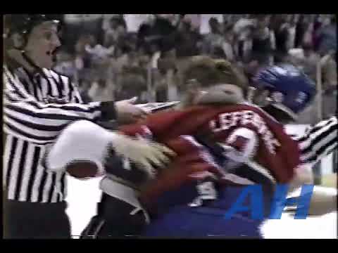 NHL Mar. 7, 1990 Mike Allison,LA v Sylvain Lefebvre,MTL Los Angeles Kings Montreal Canadiens