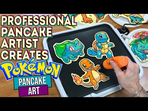 Professional Pancake Artist Creates - Original Pokémon Starters and Evolutions Pancake Art