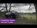 Hoogwerker kantelt, man valt twaalf meter naar beneden