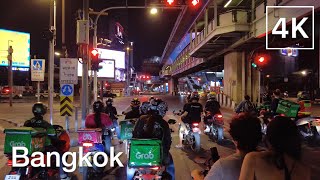 4K 🇹🇭 Bangkok | Driving Downtown at Night - Sukhumvit Road | 8/Mar/2022 | Motorcycle Taxi Ride