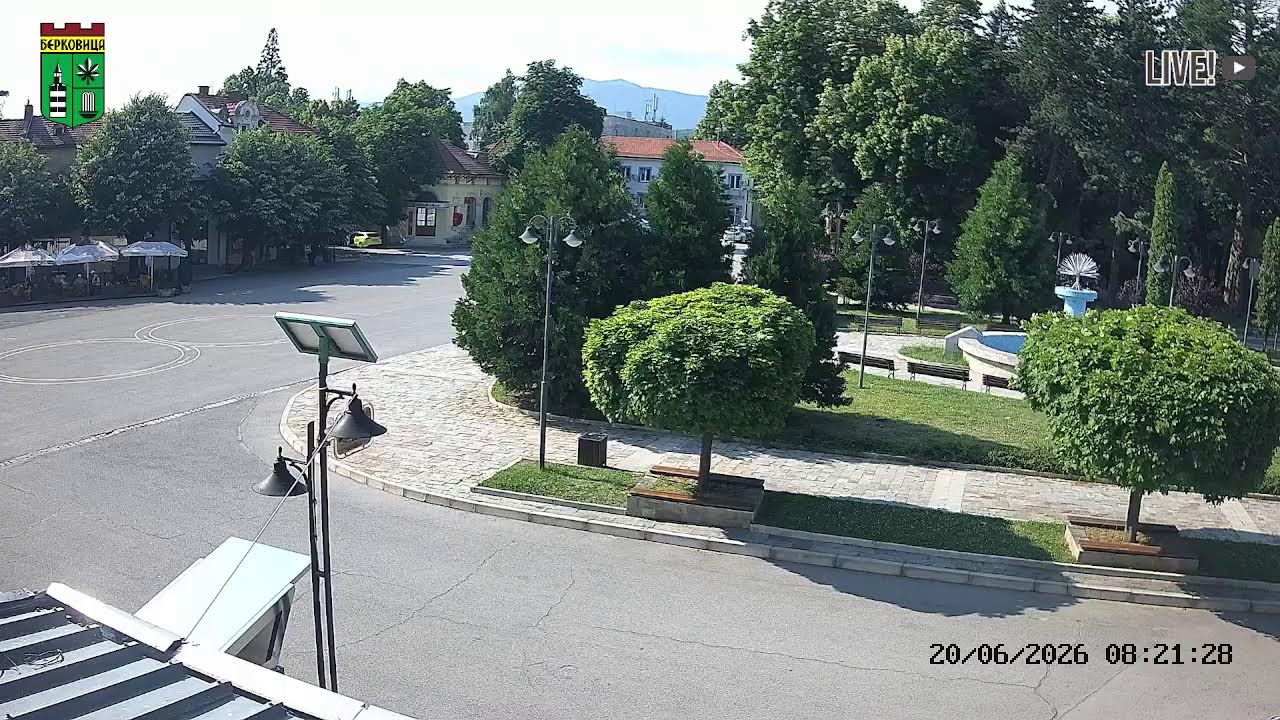 Live webcam view of Berkovitsa Town Square & Balkan Mountains