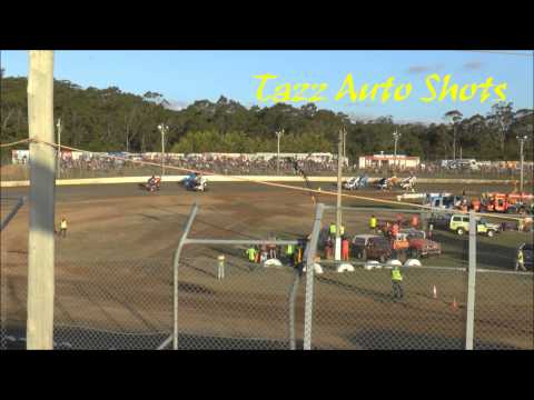 Bricknell & Redpath Crash Aussie Sprintcars Title Latrobe Speedway 31/1/14