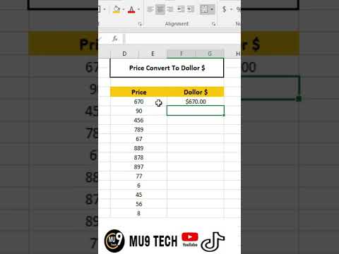 Dollar Function in Excel || Convert Value into Dollar #shorts