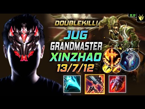 GrandMaster Xin Zhao Jungle vs Kindred - 천상계 장인 정글 신짜오 템트리 룬 정수 정복자 シン・ジャオ Ксин Жао - LOL KR 11.11