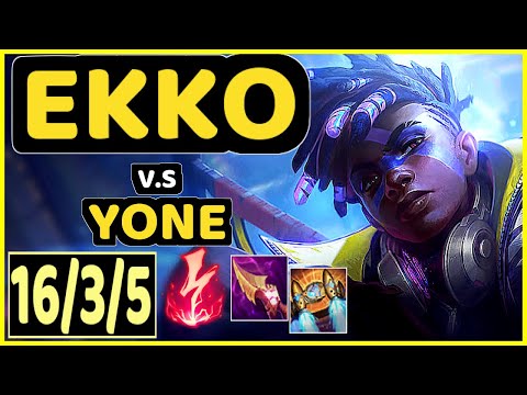 EKKO vs YONE - 16/3/5 KDA MID GAMEPLAY - BR Ranked MASTER
