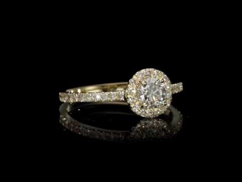 0.92 ct Round Cut Diamond Halo Engagement Ring