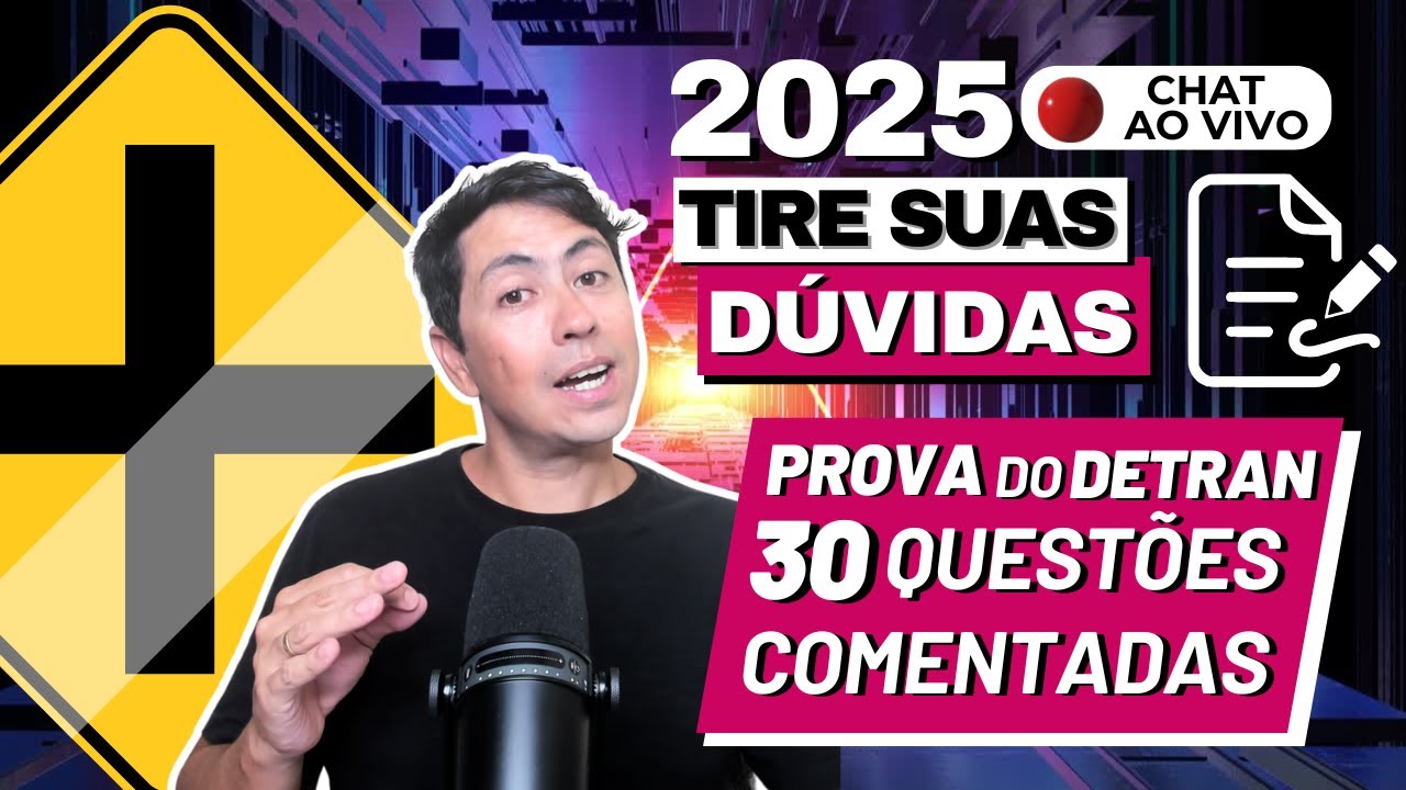 [🔴LIVE 15h]  SIMULADO DETRAN 30 QUESTÕES COMENTADAS 2025  - PROVA DE LEGISLAÇÃO DE TRÂNSITO DETRAN