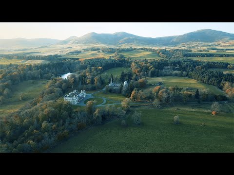 Penicuik House, Scotland. Drone aerial footage in HD 4K.
