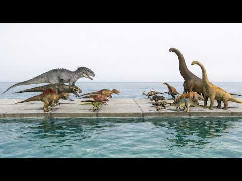 Dinosaur Ocean Territory Competition – Carnivores vs Herbivores Cross Water Bridge