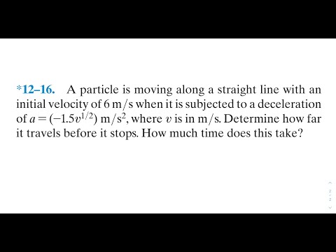 Dynamics 12.16 - A particle is moving along a straight line with an initial velocity of 6 m/s.