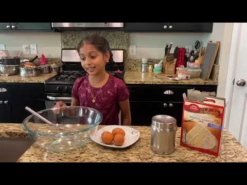 Kashvi making cake