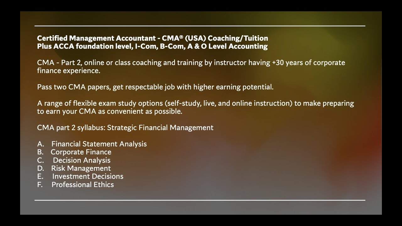 US CMA Part 2 Review Section D Risk Management MCQs