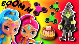 Shimmer &amp; Shine Fidget Spinner Game Birthday Party w Moana, Belle, Tsum Tsum &amp; Fashem Toy Surprises!