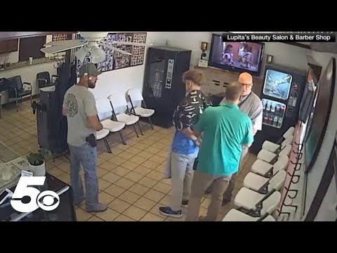 Raw video: Security camera captures Devil's Den murder suspect's arrest during haircut