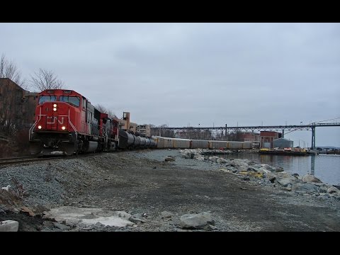 CN trains with car carriers for Autoport, Dartmouth NS 1991-2016