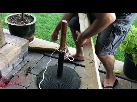 Stuck patio wooden umbrella