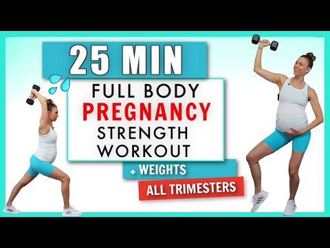 25 min Pregnancy Strength Workout // + Weights // All Trimesters