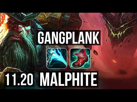 GANGPLANK vs MALPHITE (TOP) | 2.2M mastery, 3/1/8, 400+ games | EUW Diamond | v11.20