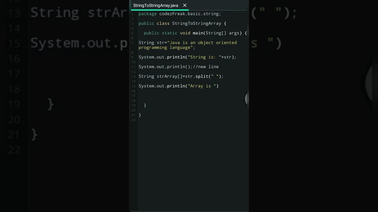 Jawa Program to Convert String to String Array #shorts