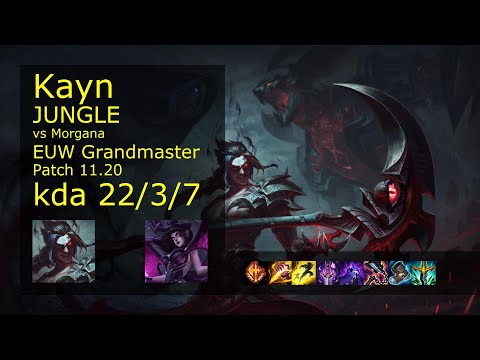 Kayn Jungle vs Morgana - EUW Grandmaster 22/3/7 Patch 11.20 Gameplay