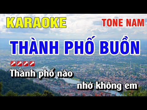 Karaoke Thành Phố Buồn Tone Nam Nhạc Sống | Nguyễn Linh