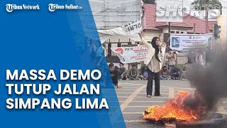 Detik-detik Aliansi Mahasiswa Sulbar Demo Tolak Kenaikan BBM Tutup Simpang Empat Simbuang Mamuju