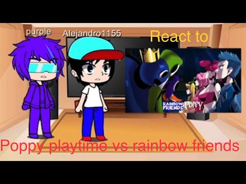 The rainbow among us react to Poppy playtime vs Rainbow friends in But it's Anime //Gacha Club Pol//